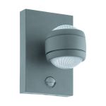 Eglo Wandlamp Sesimba 1 Staal Zilver Up & Down 3W 330lm - 830 Warm Wit | IP44 - Bewegings- en Lichtsensor